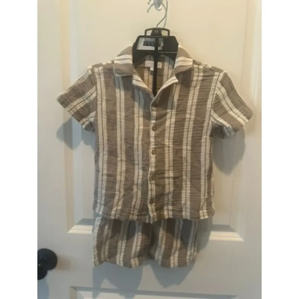 Grayson Mini Two Piece Outfit - Button Down Shirt & Shorts Size 5T